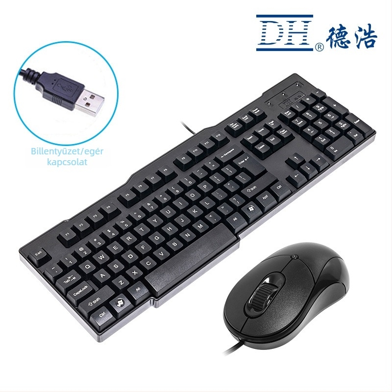 KB-7702 Kábeles billentyűzet- és egérkészlet | PS/2 billentyűzet, USB egér | 2000 DPI optikai szenzor • multimédiás billentyűk • ergonómikus • vízálló