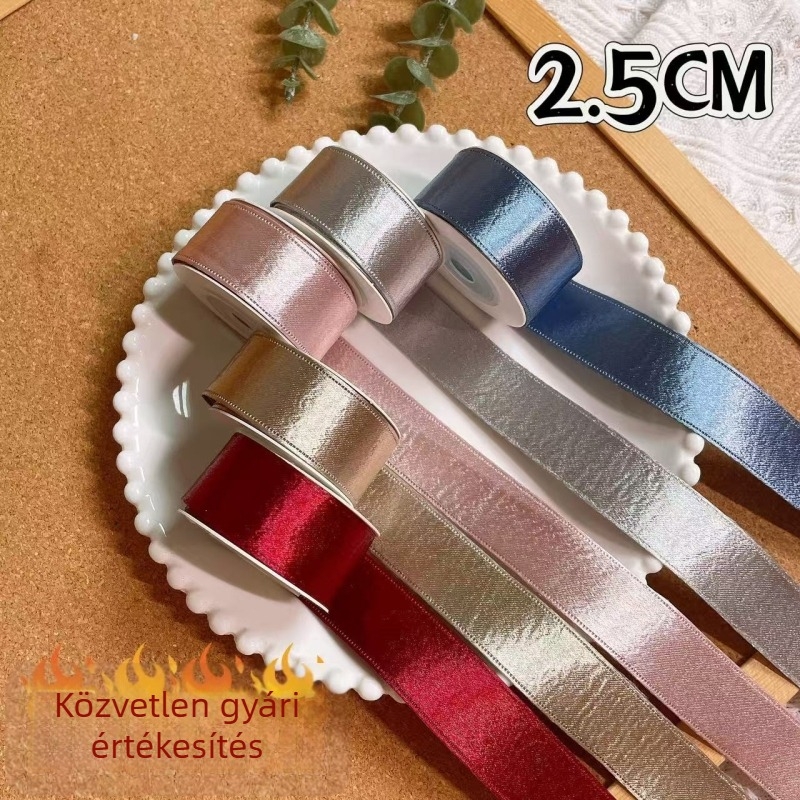 Kettős oldalú csillogó bársony szalag DIY masnikhoz, ajándékcsomagoláshoz és ruházati kiegészítőkhöz