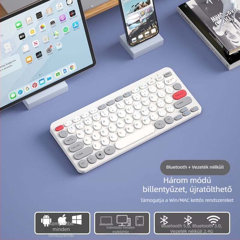 Bluetooth vezeték nélküli billentyűzet és egér készlet, újratölthető, USB billentyűzet- és egér interfész, 1000 dpi optikai érzékelő, vízálló