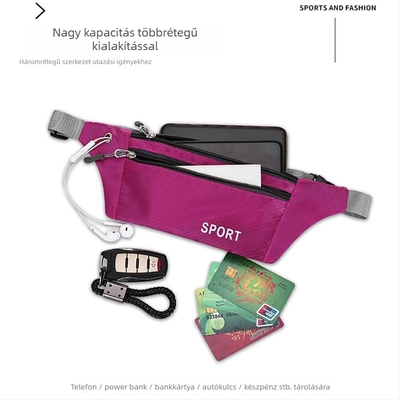 Nylonból készült női keresztpántos válltáska, puha, cipzárral, belső telefontartóval és belső zsebbel, mindennapi használatra.