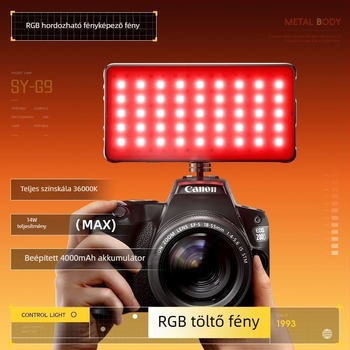 LED töltőfény DSLR-kamerához, kézi és hordozható, három beállítható fényhőmérséklet, kevesebb mint 10 W