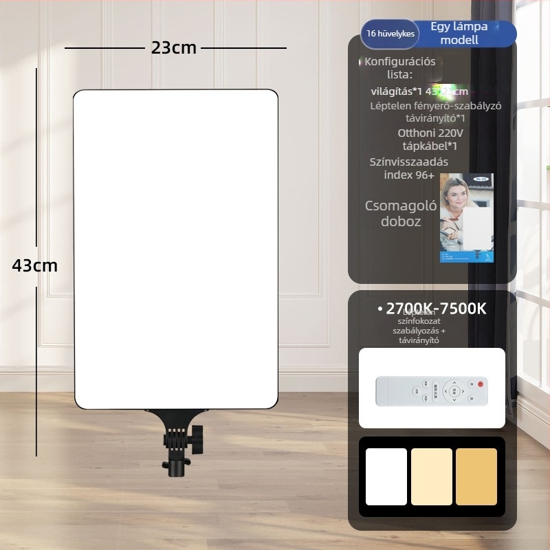 LED élő közvetítésre szolgáló fény RL-24, 80W, 220V, LED fényforrás, három színhőmérséklet