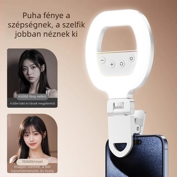 W66 Klipszes LED Gyűrűlámpa Fotózásra — Hordozható Kezben Tartott Fény, 10W alatt, 110V, Selfie és élő közvetítéshez