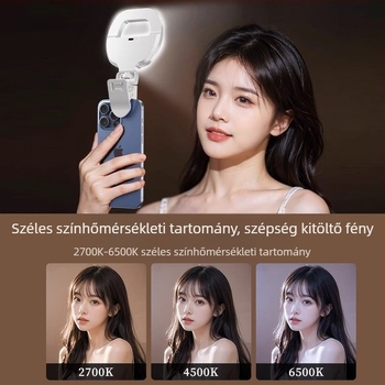 W66 Klipszes LED Gyűrűlámpa Fotózásra — Hordozható Kezben Tartott Fény, 10W alatt, 110V, Selfie és élő közvetítéshez