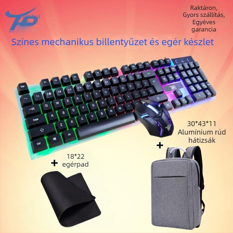 Vezetékes billentyűzet és egér készlet, USB, 1600 DPI, ergonómikus és vízálló, 1,4 m kábel