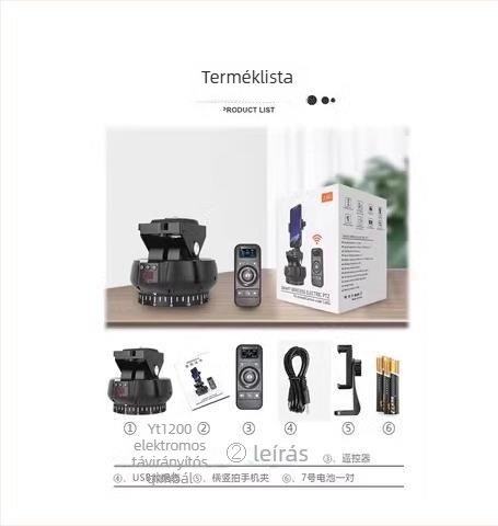 YT1200 Két-tengelyes elektromos panorámafej időképekre és panorámaképekhez, 360° vízszintes forgás, 70° függőleges dőlés, 9 szint vízszintes gyorsaság, 9 szint függőleges gyorsaság, súly 518 g