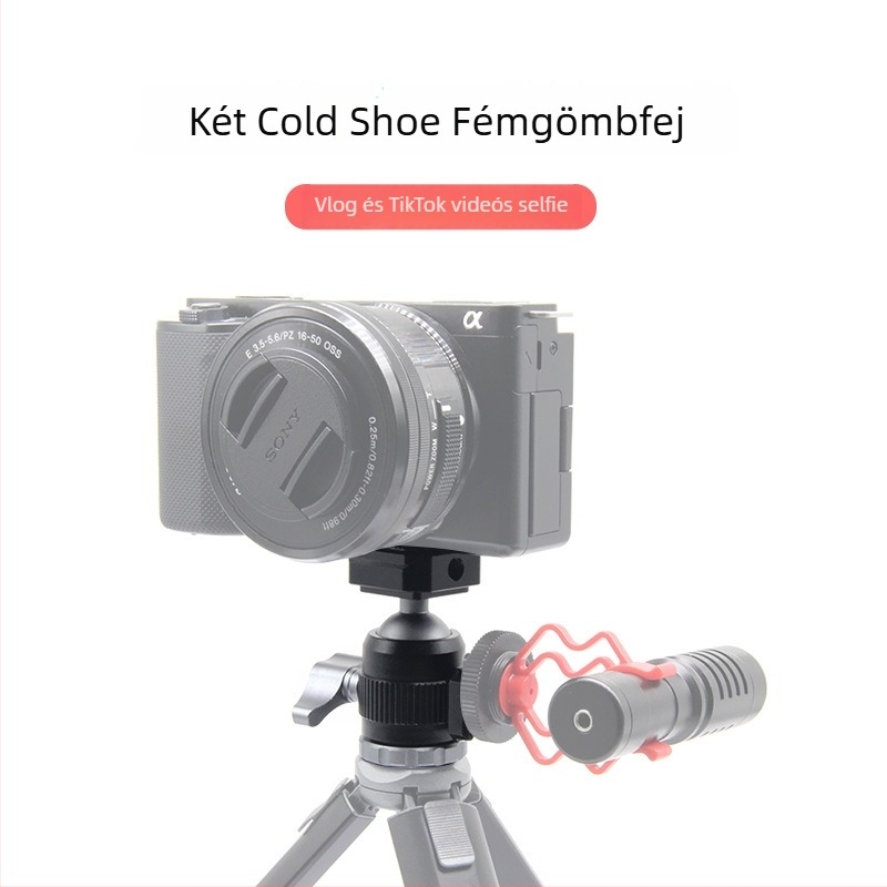 DSLR szferikus mini gimbal — 360° pan/tilt, 1/4-inch menet, alumínium ötvözet, 85 g