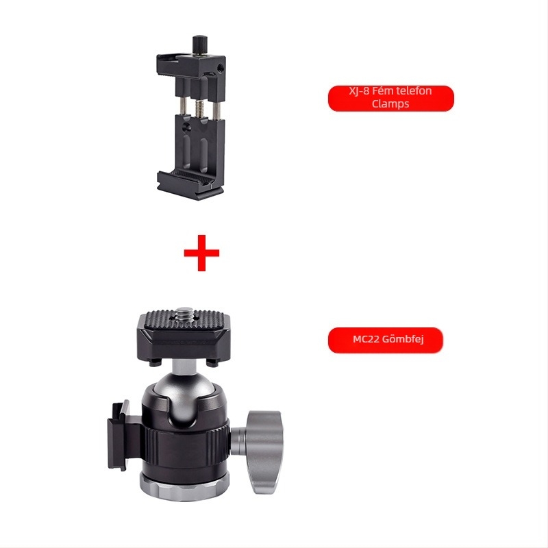 DSLR szferikus mini gimbal — 360° pan/tilt, 1/4-inch menet, alumínium ötvözet, 85 g