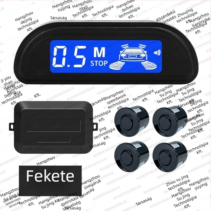 LED hátrameneti radar készlet - 4 szenzor, LED kijelző, sípoló riasztás, 12V, 0,3-2 m érzékelési tartomány