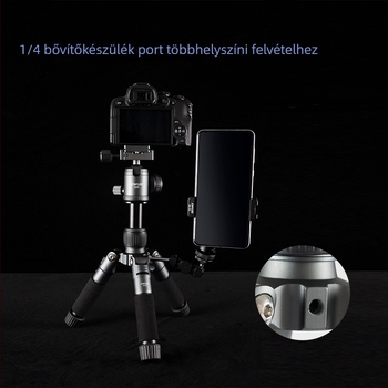 Alumíniumötvözetes tripod gömbfejjel, 5 részes, teherbírás 2–5 kg, gyorskioldó lemez