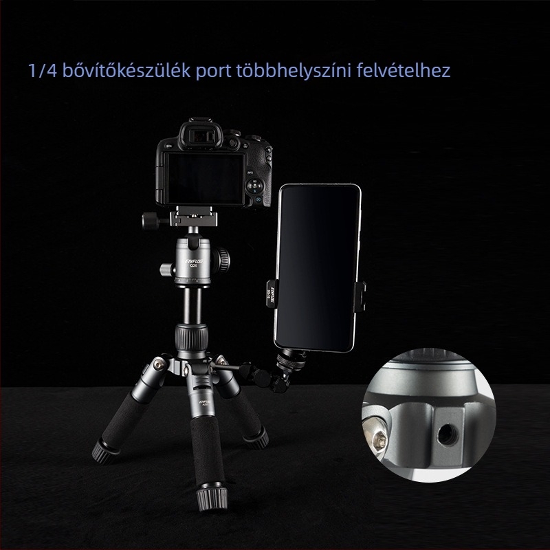 Alumíniumötvözetes tripod gömbfejjel, 5 részes, teherbírás 2–5 kg, gyorskioldó lemez