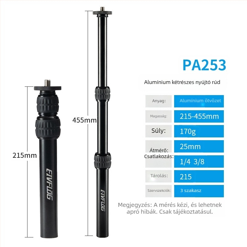 Alumíniumötvözetes tripod gömbfejjel, 5 részes, teherbírás 2–5 kg, gyorskioldó lemez