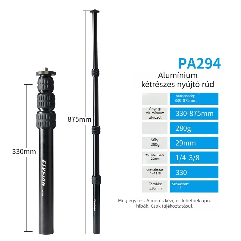 Alumíniumötvözetes tripod gömbfejjel, 5 részes, teherbírás 2–5 kg, gyorskioldó lemez
