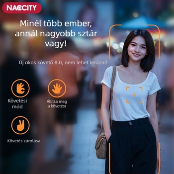 AI arcfelismeréssel rendelkező szelfi bot, rezgéscsillapító stabilizáció, kihúzható négylábú állvány, intelligens gimball automatikus követéssel és beépített világítással