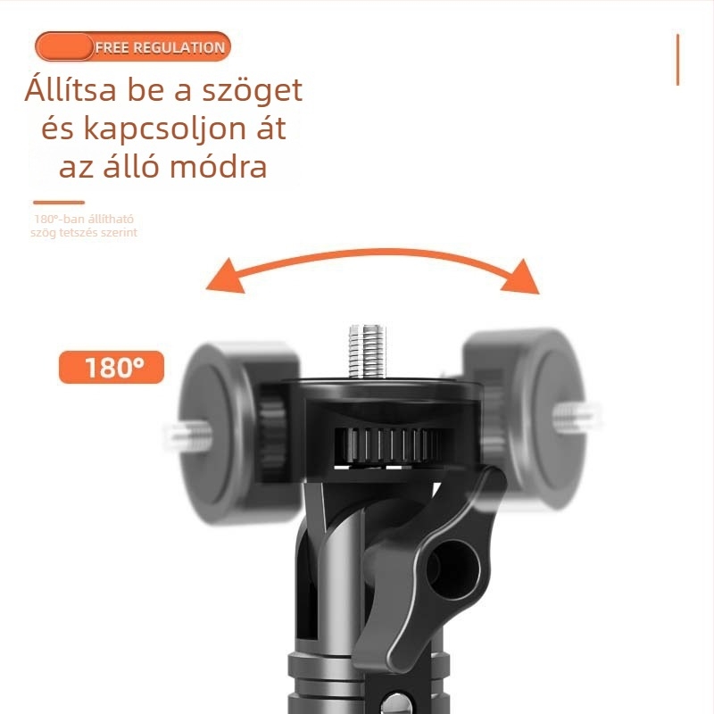 Junrun mobiltelefonhoz és tabletához való állvány, alumíniumötvözet, 5 részes kivitel, 3D gimbal PTZ, teherbírás 2-5 kg