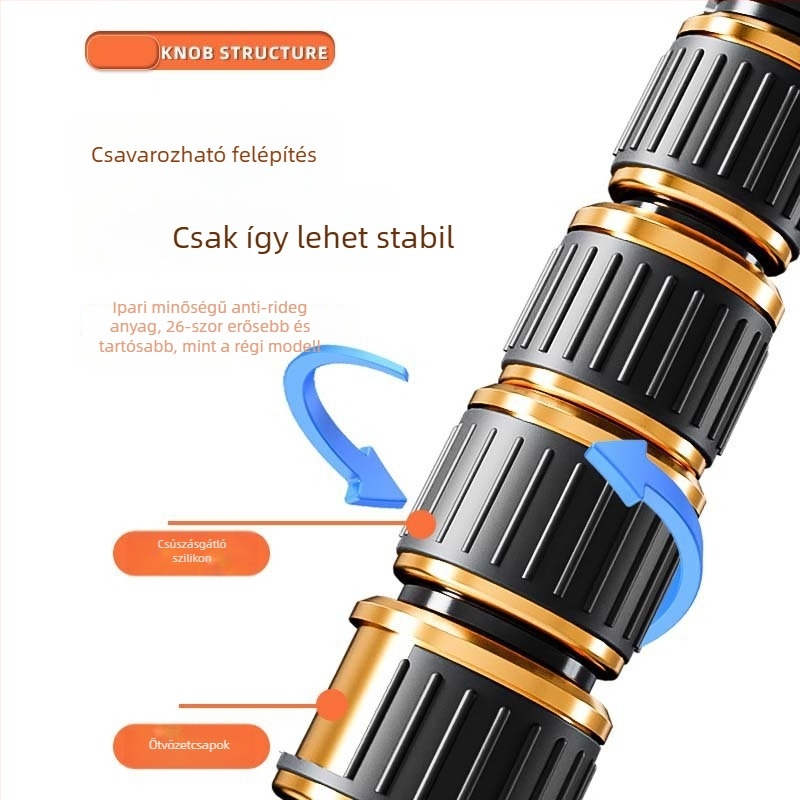 Junrun mobiltelefonhoz és tabletához való állvány, alumíniumötvözet, 5 részes kivitel, 3D gimbal PTZ, teherbírás 2-5 kg
