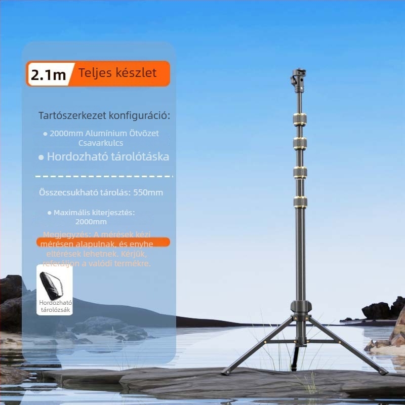 Junrun mobiltelefonhoz és tabletához való állvány, alumíniumötvözet, 5 részes kivitel, 3D gimbal PTZ, teherbírás 2-5 kg
