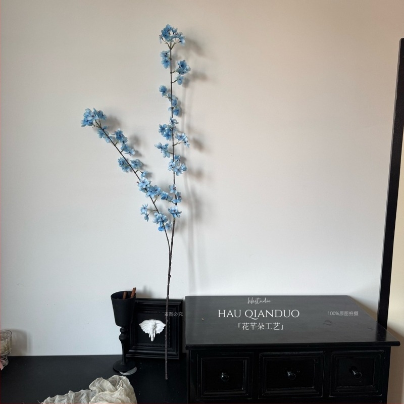Qianduo mesterséges hosszú ágú, kétágú körte- és cseresznyefavirágokkal lógó dísz, kínai stílusú Zen táj, művirágok otthoni dekorációhoz és fotózáshoz rekvizítként