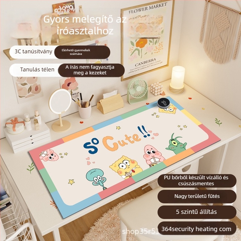 Kairu Shark asztali melegítő párna alumínium fűtőréteggel, 220V, 80W, intelligens hőmérséklet-szabályozás