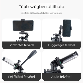Beno kamera tripod élő közvetítéshez, padlón álló állvány, magasság 1,4 m, teherbírás 3-5 kg, 3-szegmens vascsövek, tömeg 858 g