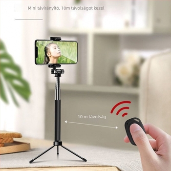 Selfie stick 360°-os forgással és állvánnyal, rozsdamentes acél, Android-kompatibilis, Bluetooth nélkül