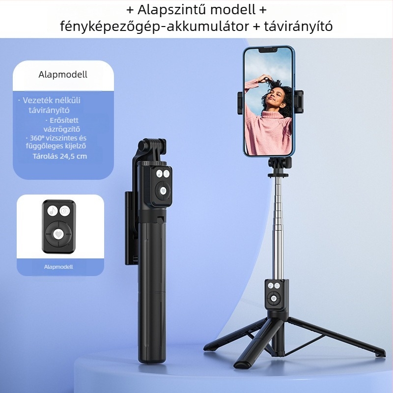 B12s Bluetooth Selfie Bot telefonhoz Kivehető Kitöltő Fénnyel és Asztali Tripoddal