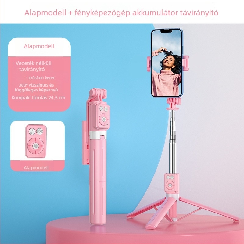 B12s Bluetooth Selfie Bot telefonhoz Kivehető Kitöltő Fénnyel és Asztali Tripoddal