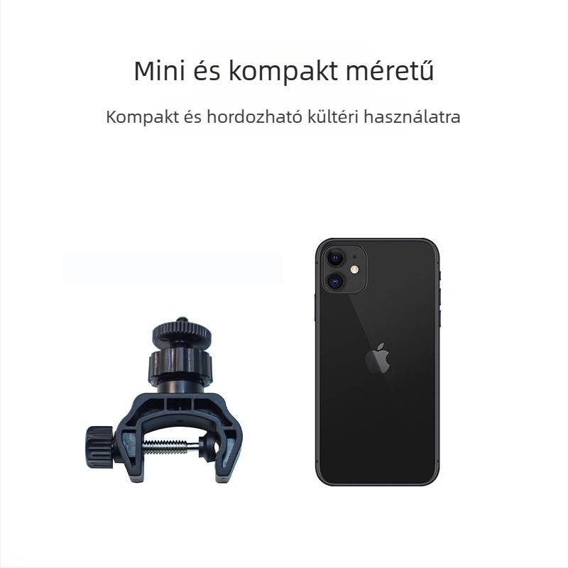 Univerzális okostelefon-tartó élő közvetítéshez, kerek csővel, erős kihúzható szorítóval és bővítő szorítóval | ABS műanyag, teherbírás 5 kg-ig