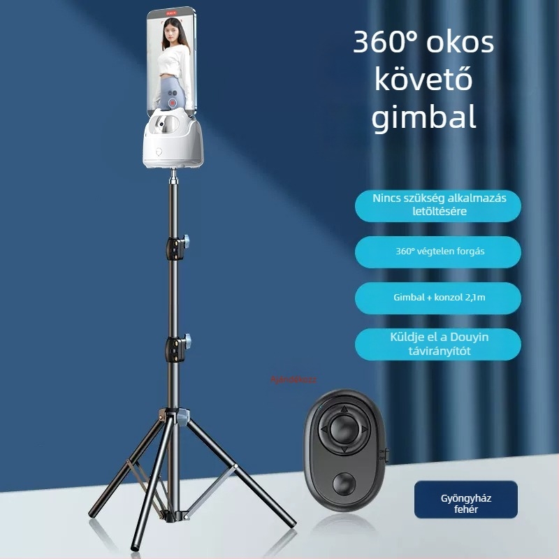AI-alapú stabilizátor okostelefonhoz arcfelismeréssel, 360° selfie, 270° forgás, univerzális kompatibilitás
