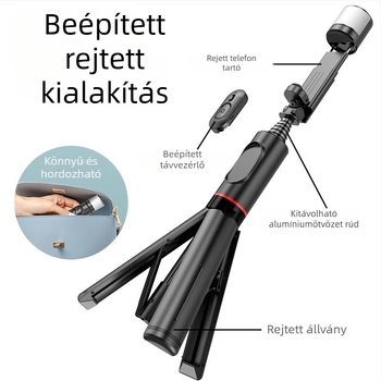Q12S okostelefon-triPod Bluetooth selfie bot, forgó fény, alumíniumötvözet, távirányító