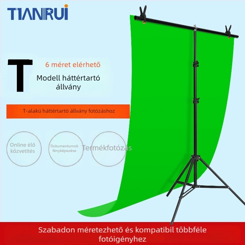 Tianrui Háttér tartó PVC háttérhez – fém szerkezet, termékfotózáshoz, 2 m-ig bővíthető