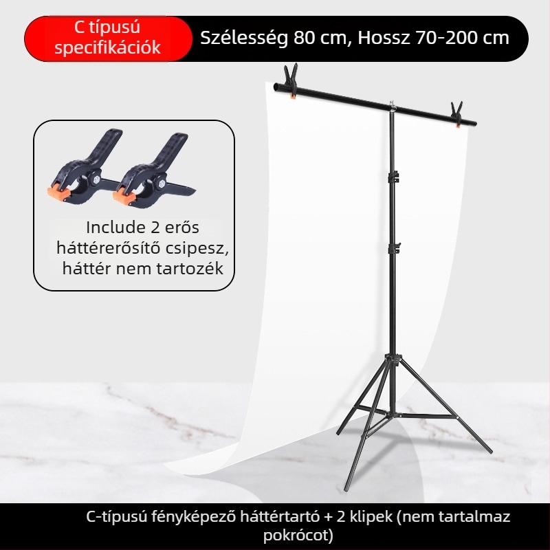 Tianrui Háttér tartó PVC háttérhez – fém szerkezet, termékfotózáshoz, 2 m-ig bővíthető