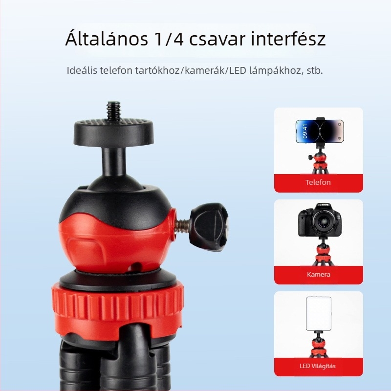 Telefon tripod állvány, univerzális stílus, teleszkópos és összecsukható, műanyag kivitel, testreszabás támogatott