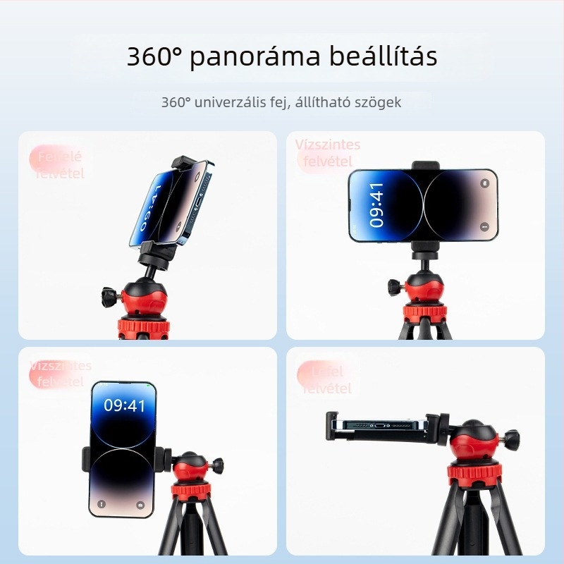 Telefon tripod állvány, univerzális stílus, teleszkópos és összecsukható, műanyag kivitel, testreszabás támogatott