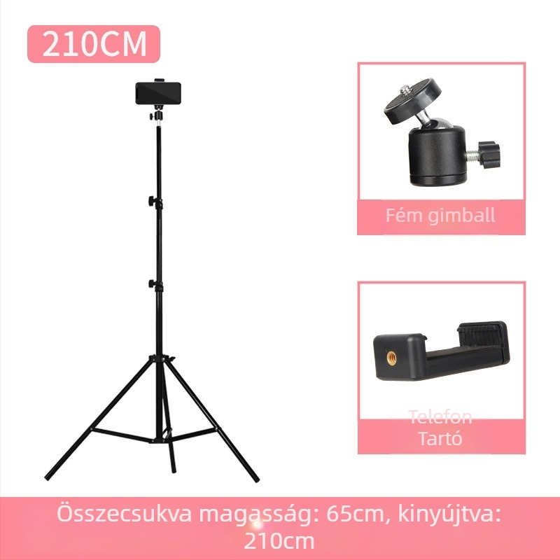 Bluetooth távirányítós telefonos élő közvetítéshez tripod, alumíniumötvözet, 4-szegmens lábak, teherbírás 5 kg