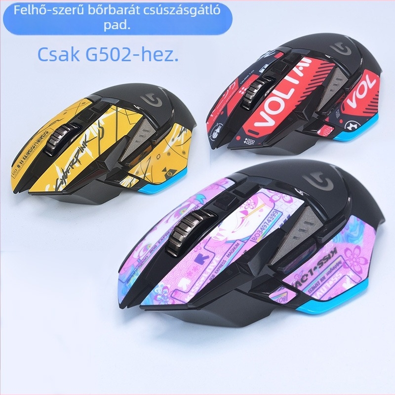 Warm Rice szilikon csúszásmentes matrica Logitech G502 egérhez — anyag: szilikon, gyártási folyamat: fémnyomtatás, feldolgozási mód: egyedi leképezés