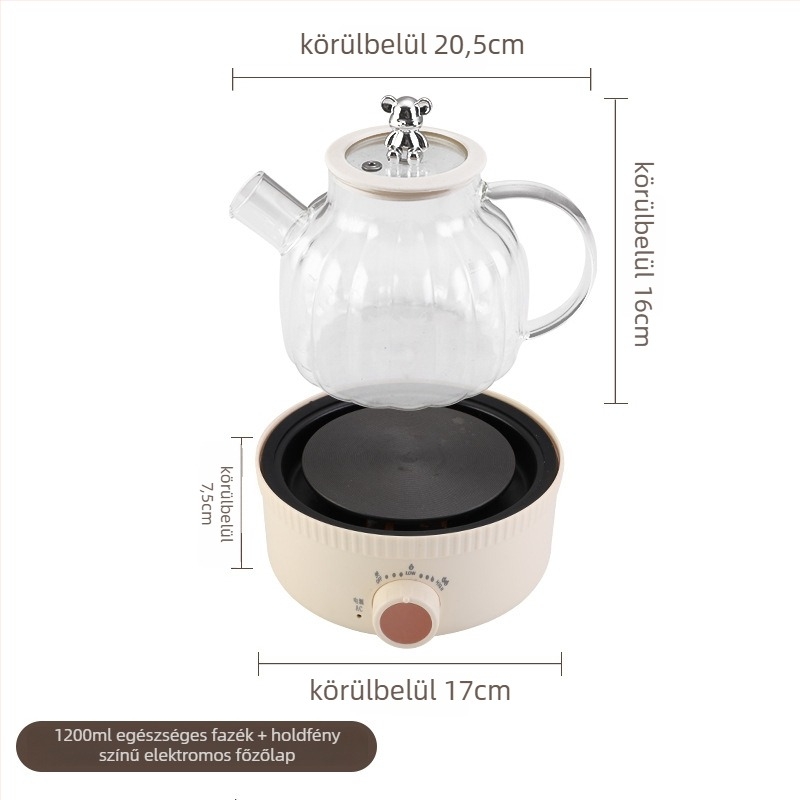 Egészséges teáskanna - Többfunkciós otthoni teáskanna, üveg test, modell BLH-01, 1.2-1.5L, 220V, 500-1000W