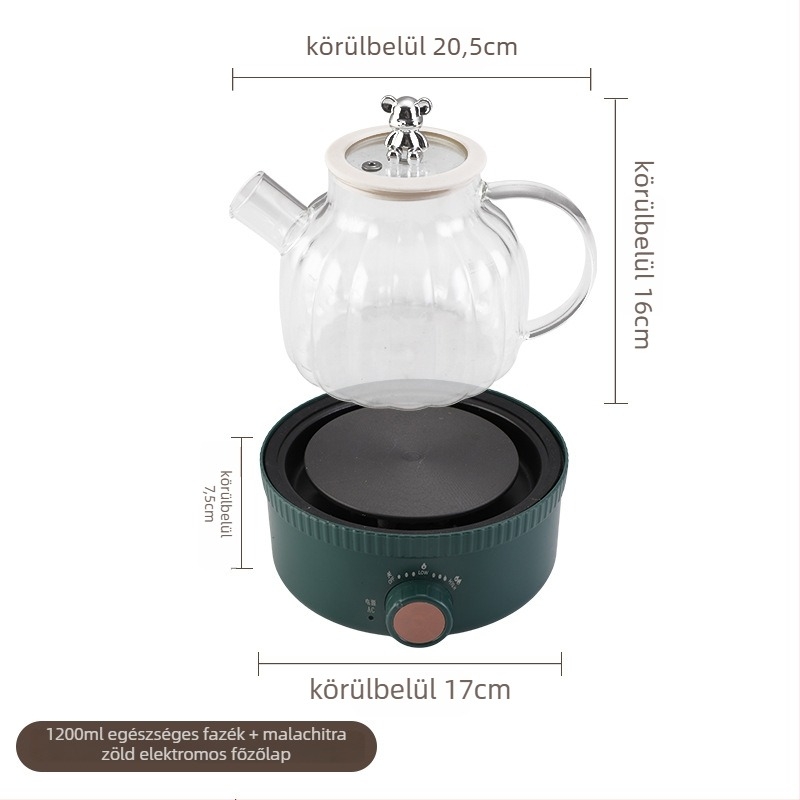 Egészséges teáskanna - Többfunkciós otthoni teáskanna, üveg test, modell BLH-01, 1.2-1.5L, 220V, 500-1000W