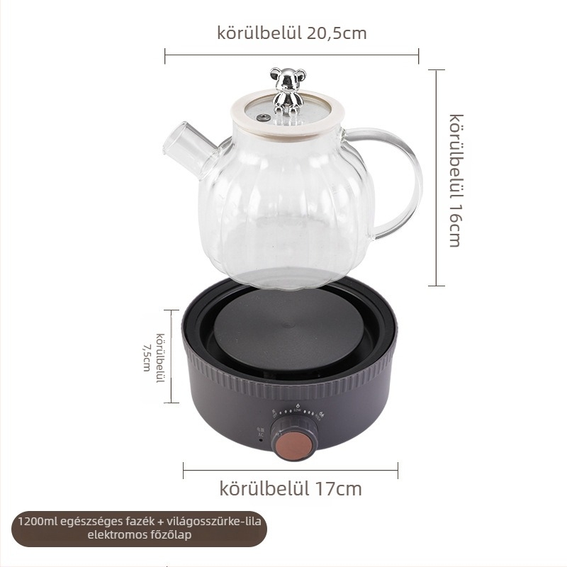 Egészséges teáskanna - Többfunkciós otthoni teáskanna, üveg test, modell BLH-01, 1.2-1.5L, 220V, 500-1000W