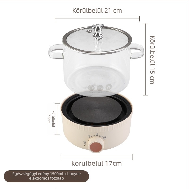 Egészséges teáskanna - Többfunkciós otthoni teáskanna, üveg test, modell BLH-01, 1.2-1.5L, 220V, 500-1000W