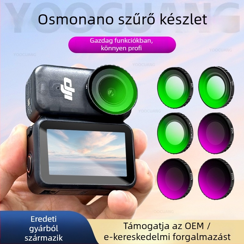 Yoocuang szűrő készlet DJI Osmo Nano-hoz: ND64, CPL, UV és PL szűrők; konstrukció alumíniumötvözet és üveg