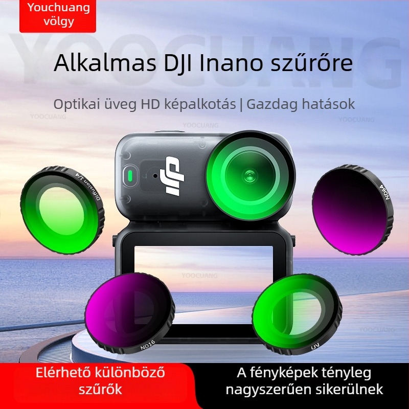 Yoocuang szűrő készlet DJI Osmo Nano-hoz: ND64, CPL, UV és PL szűrők; konstrukció alumíniumötvözet és üveg