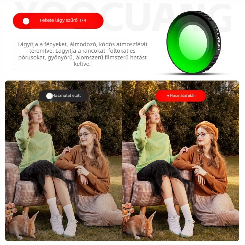 Yoocuang szűrő készlet DJI Osmo Nano-hoz: ND64, CPL, UV és PL szűrők; konstrukció alumíniumötvözet és üveg