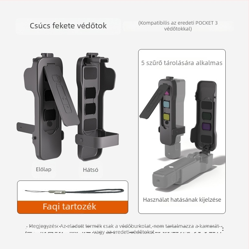 DJI Pocket3 védőtok lencsefedővel és mágneses védelemmel (Modell: DJI Pocket3; Kompatibil modell: DJI Pocket3; Anyag: PVC; Logónyomtatás: Támogatott; Engedélyezett magánmárka: Igen)