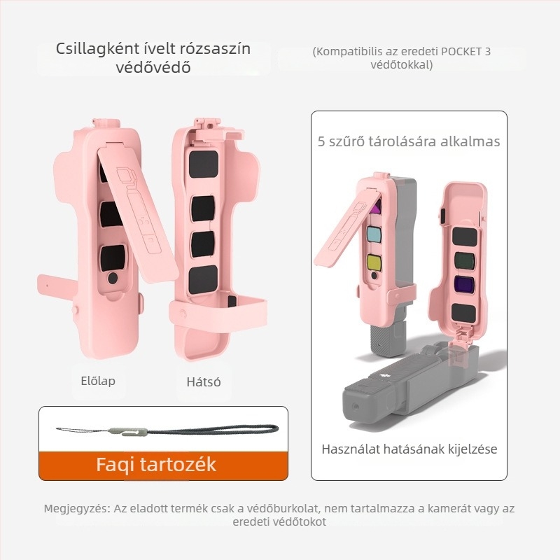 DJI Pocket3 védőtok lencsefedővel és mágneses védelemmel (Modell: DJI Pocket3; Kompatibil modell: DJI Pocket3; Anyag: PVC; Logónyomtatás: Támogatott; Engedélyezett magánmárka: Igen)
