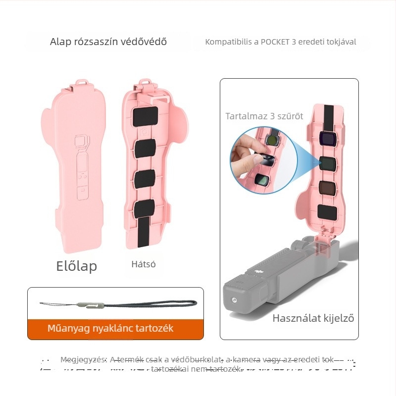 DJI Pocket3 védőtok lencsefedővel és mágneses védelemmel (Modell: DJI Pocket3; Kompatibil modell: DJI Pocket3; Anyag: PVC; Logónyomtatás: Támogatott; Engedélyezett magánmárka: Igen)