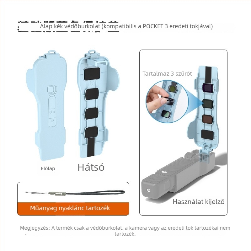 DJI Pocket3 védőtok lencsefedővel és mágneses védelemmel (Modell: DJI Pocket3; Kompatibil modell: DJI Pocket3; Anyag: PVC; Logónyomtatás: Támogatott; Engedélyezett magánmárka: Igen)