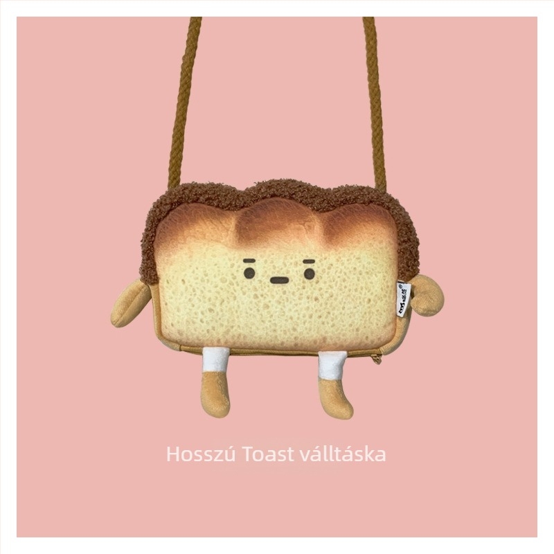 Kenyeret formázó plüss érmés tárca, anime mintával, utcai divat stílus, uniszex, belső rekesz nélkül