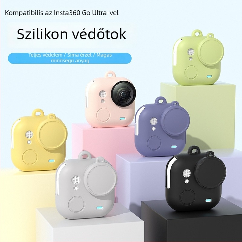 Insta360 Go Ultra szilikon tok – védő lencsefedél és nyakpánt kiegészítők (tartalmaz szilikon tokot és TPE táskát)