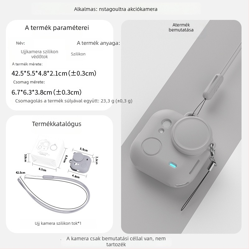 Insta360 Go Ultra szilikon tok – védő lencsefedél és nyakpánt kiegészítők (tartalmaz szilikon tokot és TPE táskát)